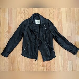 Black Abercrombie Faux Leather Moto Jacket